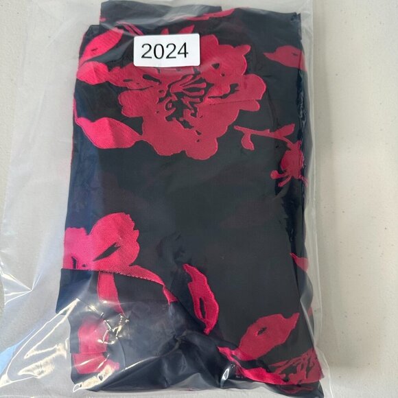 Dress Barn Sheer Floral Topper Size 20W Black Red Jacket - Picture 6 of 10